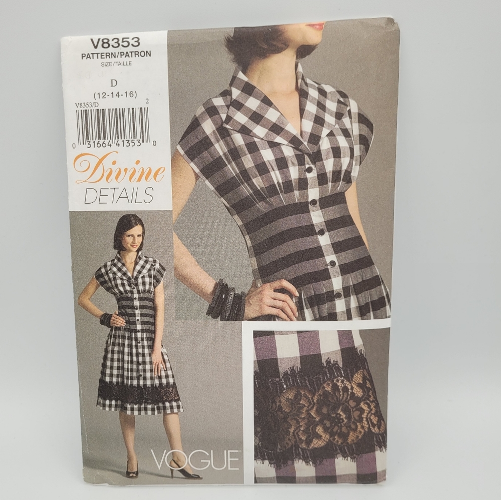 UNCUT Vogue Devine Details V8353 Dress Sewing Pattern